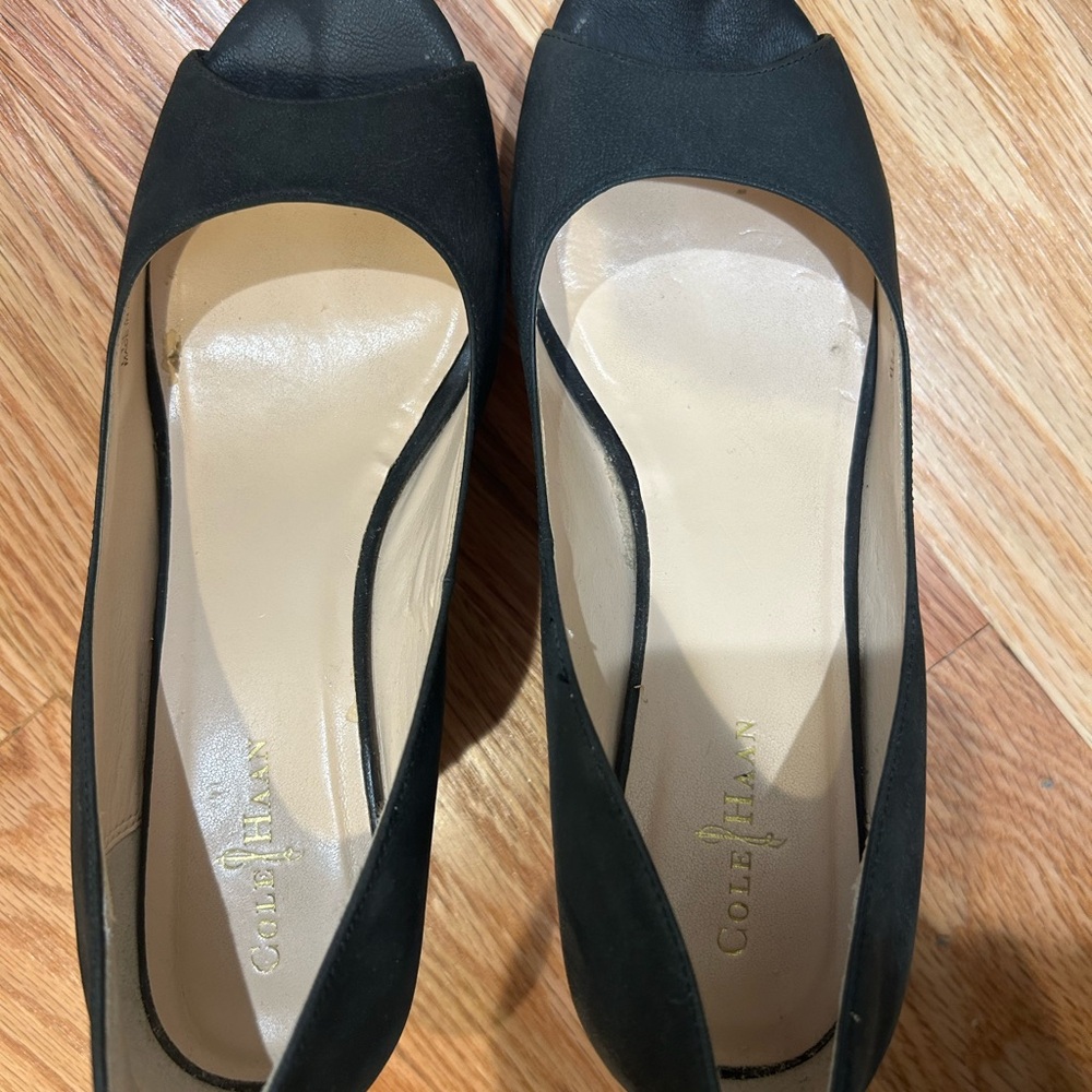 Cole Haan Women's Black Peep Toe wedges